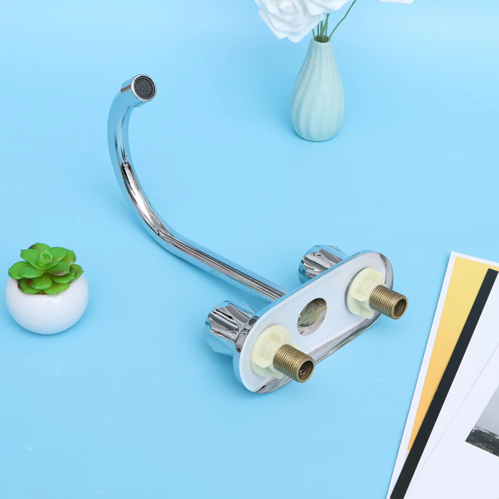 

1PC Hot and Cold Water Kitchen Sink Rotary Basin Dual Handles Mixer Tap