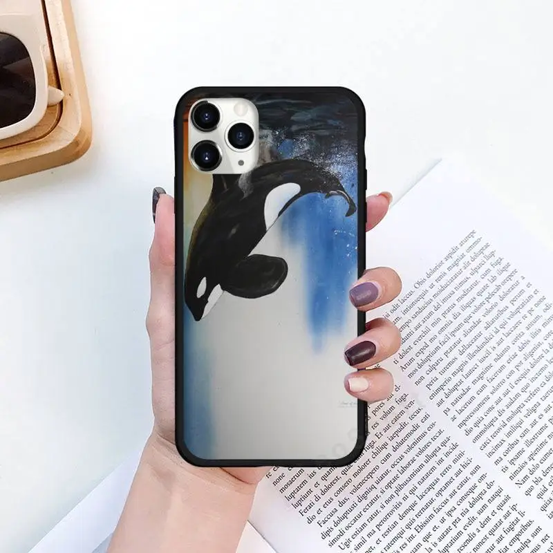 

Killer Whale Orca Watercolor animal Phone Case for iPhone 11 12 pro XS MAX 8 7 6 6S Plus X 5S SE 2020 XR Luxury funda coque