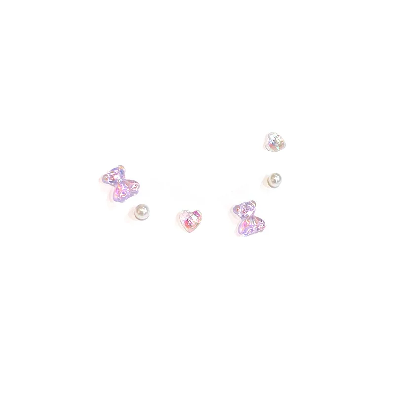 

S925 Dreamy Bear Love Earring Set Combination 2021 New Trendy Cute Simple Simple Romantic All-match Earrings