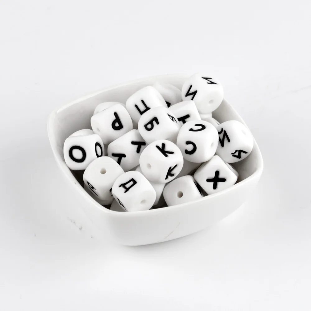 

10 pc Russian Silicone Beads Letter BPA Free Personalised Name pacifier chain Accessories For DIY Baby Teething Necklace Beads