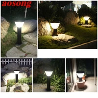 aosong modern outdoor solar lawn lamp fixtures led waterproof patio garden light for home porch villa