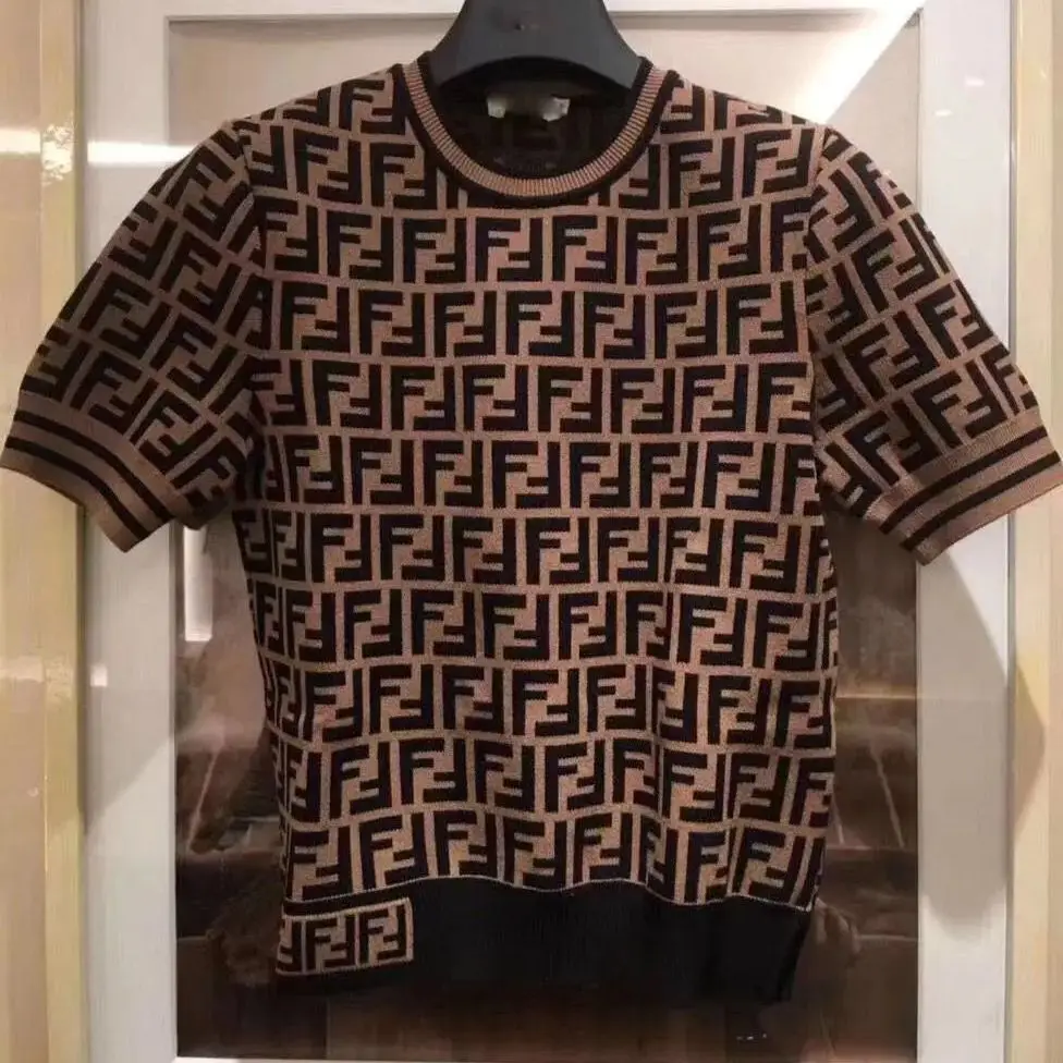 

Short sleeve / long sleeve double f-letter round neck long sleeve Pullover Top Women's Retro spring and autumn fashion