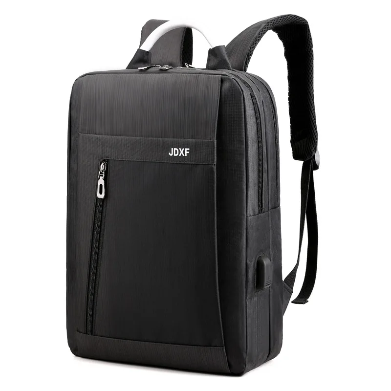Деловой водонепроницаемый рюкзак с usb-зарядкой черно-серая школьная сумка для