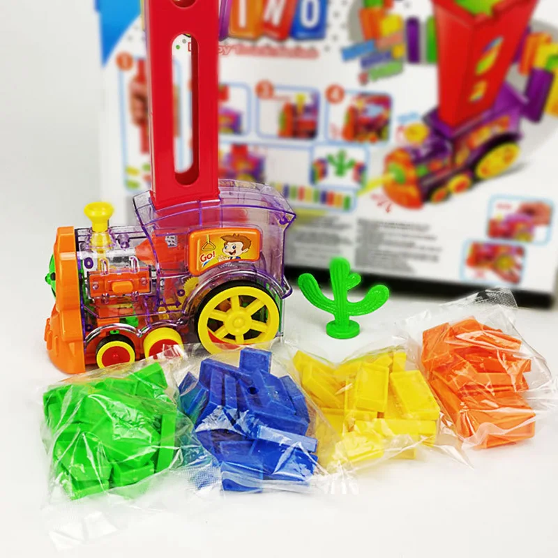 

Kid Children Domino Rally Train Toy Set Plastic Domino Rally Train Educational Toy Kids Brain Development Domino Blocks Toy Gift
