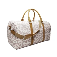 new luxury ladies white leopard travelling bag canvas cheetah print sports duffle bag for gym sports weekend travel bags domil
