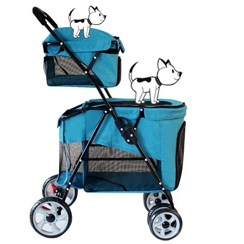 Рекламная два слоя Портативный складной собака/кошка коляски/переноска Тележка