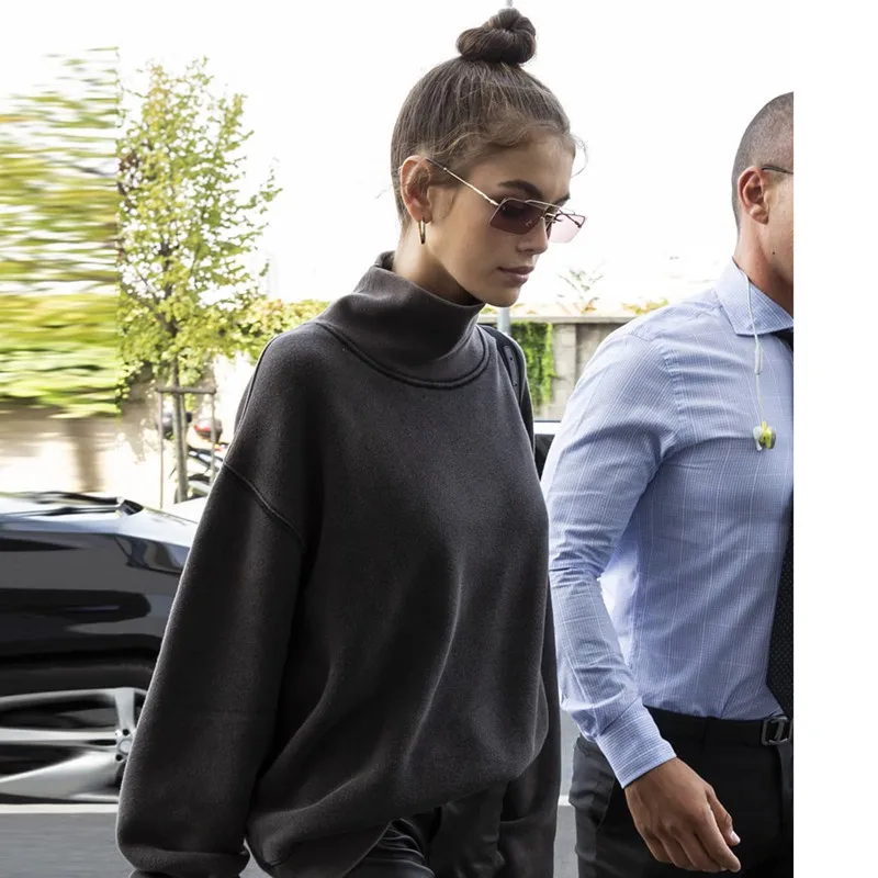 

2020 New Woolen Lining Winter Women's Sweatshirts High Quality Warm Sweatshirts For Women Gray Colors Size 32 to 40 J0554-6407-A