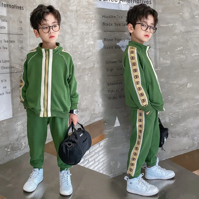 

Cool Spring Autumn Children's Clothes Set Baby Boys Coat + Pants 2pcs/Set Kids School Beach Costume Teenage Girl Clothing High