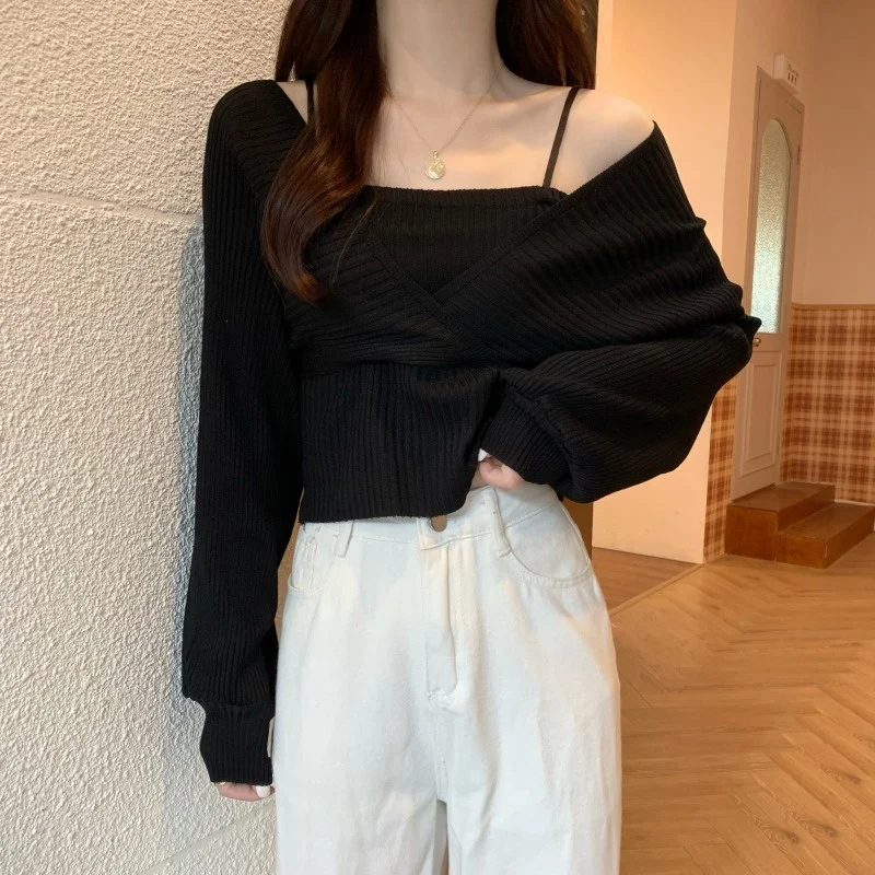 Осенняя трикотажная одежда Женский Топ 2021 свободный мягкий двухкомпонентный