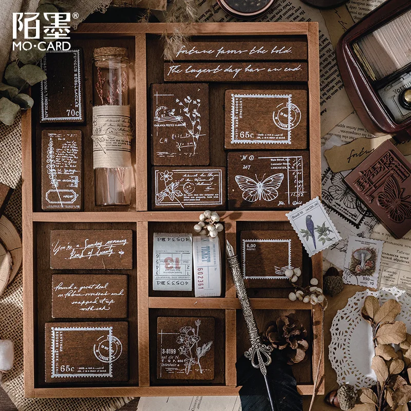 Деревянный резиновый штамп винтажная резиновая печать Бабочка флора почтовые