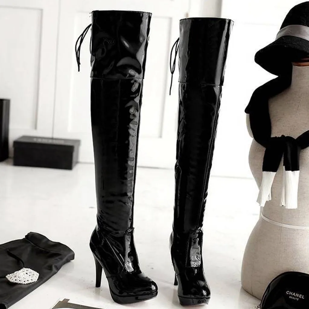 Женские пикантные высокие сапоги до бедра на высоком каблуке женские Сапоги выше