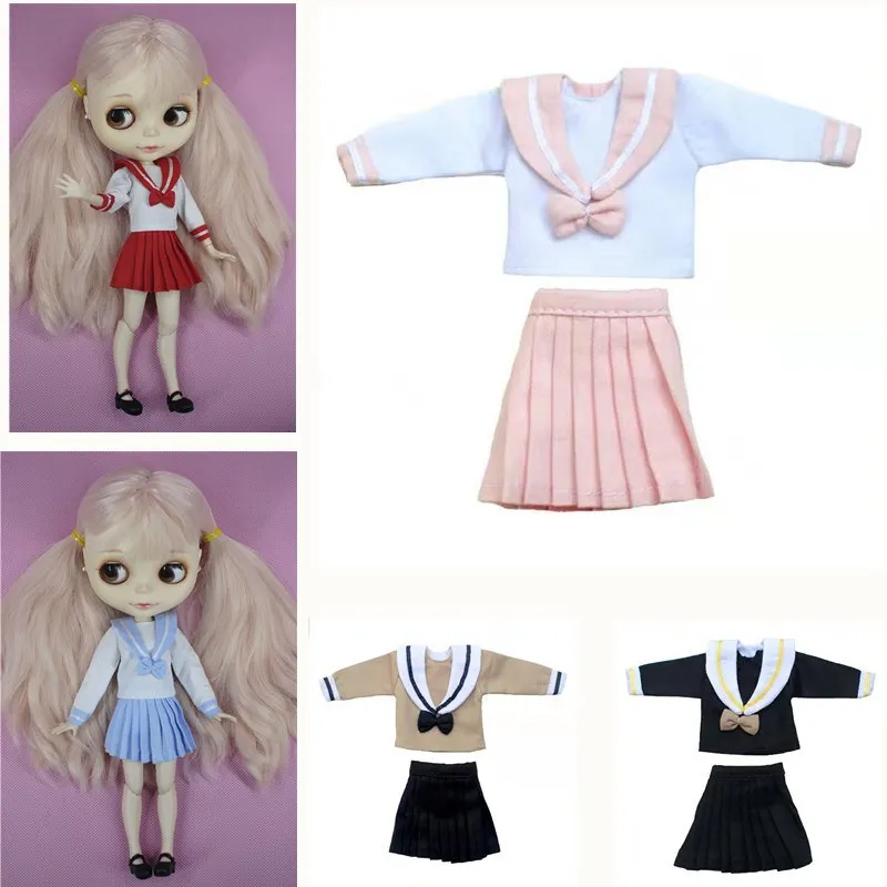 

2PCS/set Blyth Doll Clothes Sailor Suit Set For Blyth,Licca,Azone,Kurhn, 30cm 1/6 Dolls DIY Doll Accessories