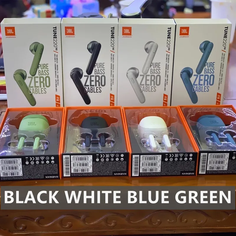 

100% Original JBL TUNE 220 TWS True Wireless Bluetooth Earphones T220 Sport Earbuds In-Ear Headphones With Mic Charging Case