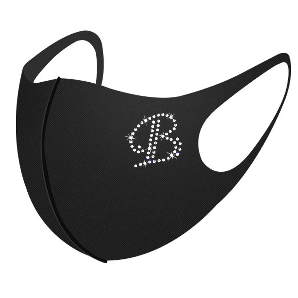

Ice Letter Washable Dimond Print Reusable Mouth Face Mask pm2.5 Mouth Mask Activated Carbon Filter Mask Fabric Cotton