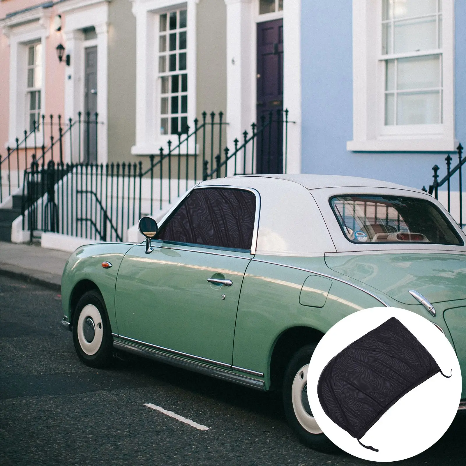 

2Pcs Car Window Net Shade Stretchable and Breathable Mesh Sun Shade Car Supplies