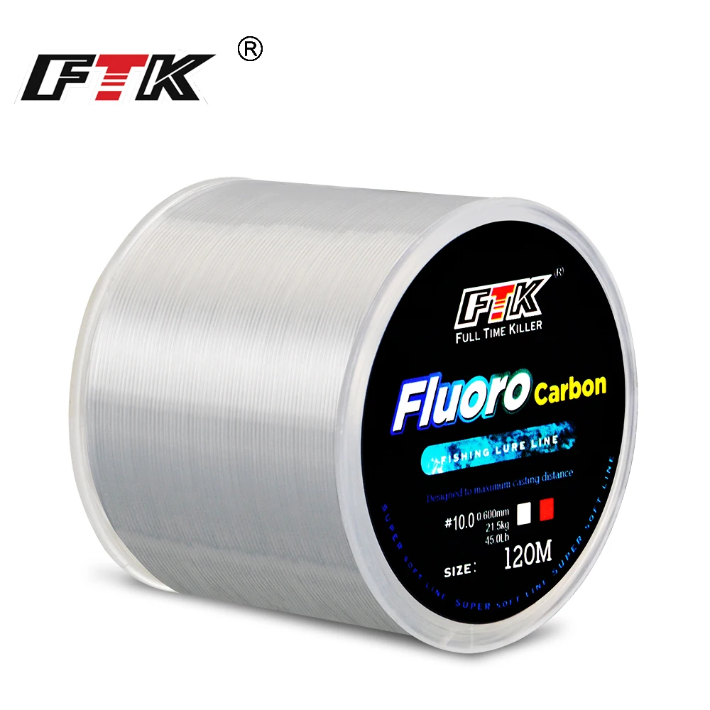 

FTK 120 м, леска из углеродного волокна для приманки для поводка, 0,2-0,6 мм, 3,25-21,5 кг, носимые аксессуары из фторуглеродной лески, Япония