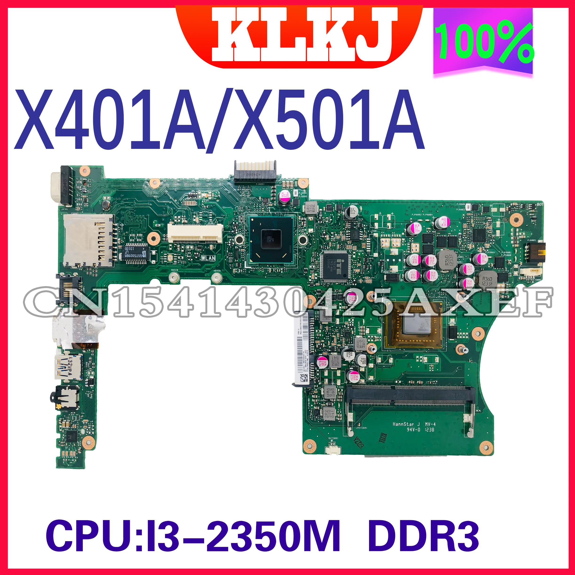 

Dinzi X401A HM76 Motherboard For ASUS F401A X301A X401A X501A With I3-2350M CPU DDR3 SLJ8E HM76 100% Working Well