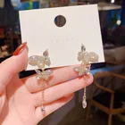 Новые Модные Простые Длинные серьги с кисточками и бриллиантами в форме бабочки, модные характерные серьги для женщин, ювелирные изделия в подарок