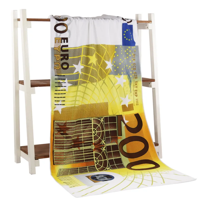 

200 Euro Money Bath Towel Drying Washcloth Swimwear Shower 70*140
