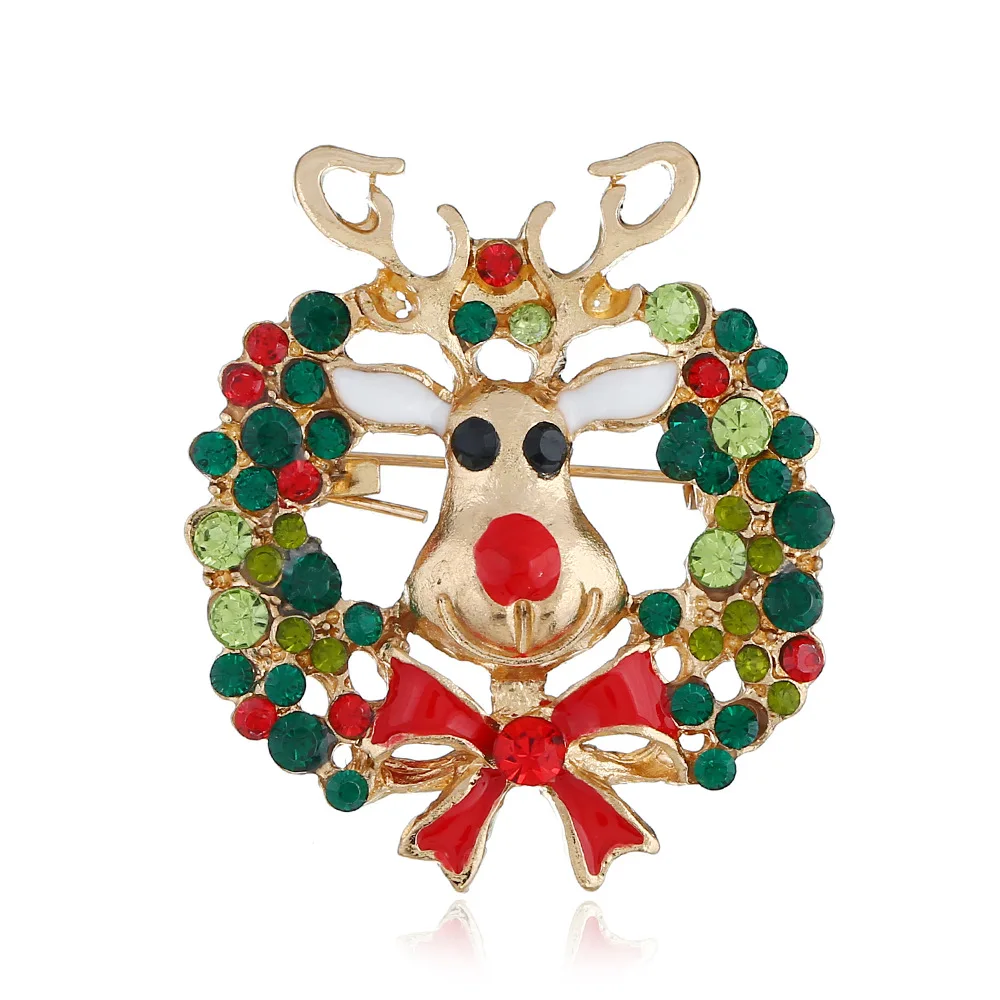 Wukaka Рождественская Брошь с цветком лося обувь кристаллами на дереве трость Jingle