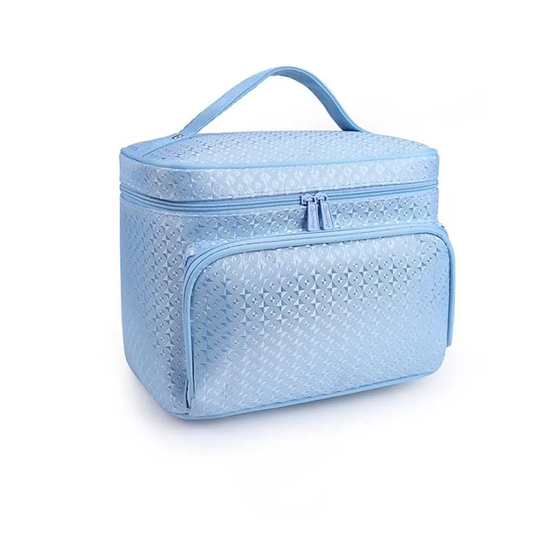 1Pc New Hot Sale Cosmetic Bag Women Large Make Up Bag Vanity Case Cosmetic Nail Tech Storage Beauty Box For Enchanting Ladies - Color: Blue