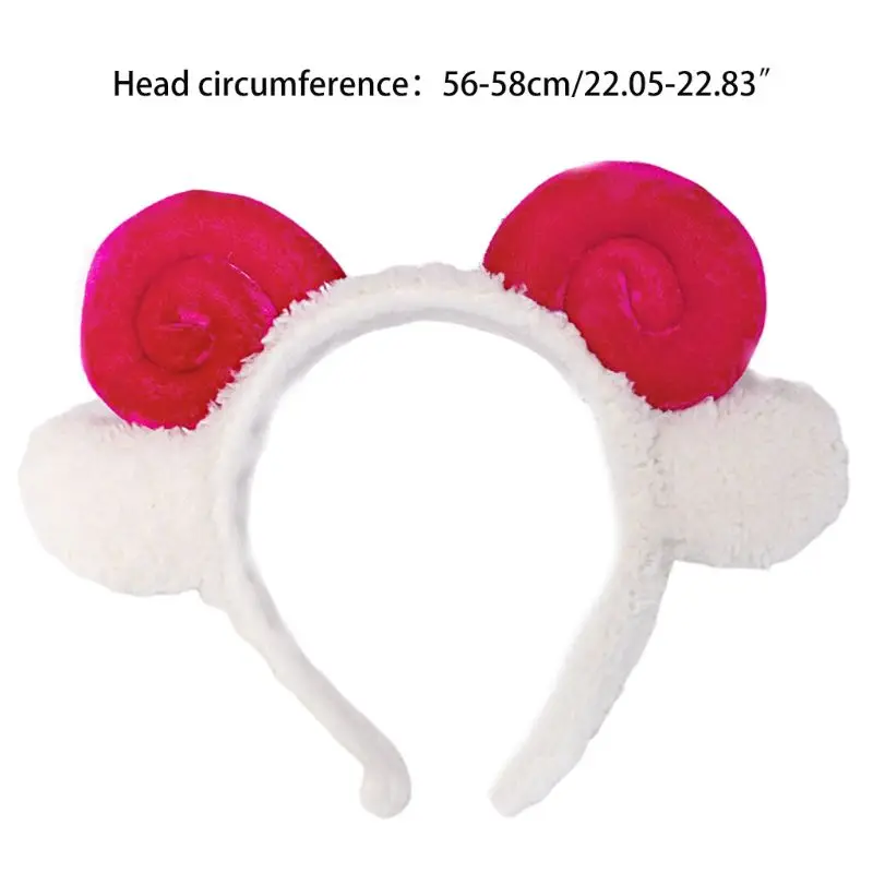 

Women Girls Cute Sheep Horn Ears Headband Velvet Plush Cartoon Animal Hair Hoop Cosplay Costume Casual Wash Face Makeup Headwear