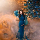 Элегантное Длинное платье русалки платья для беременных 2021 прозрачные пышные платья из тюля с рукавами с оборками для беременных женщин на весну и осень