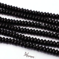 natural black agates stone loose beads high quality 3x6mm smooth spacers shape diy gem bracelet jewelry accessories 38cm w3309