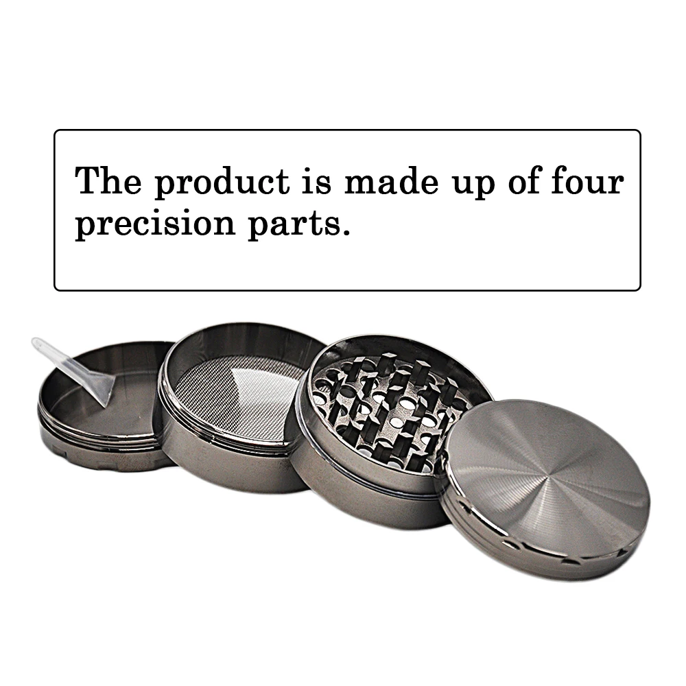 Точилка из цинкового сплава для табака и травы 56 мм 4 части | Дом сад