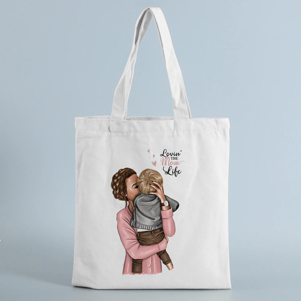

Lady Handbag Reusable Large Capacity Tote Bags Hand Bag New Women's Casual Canvas Cloth Bag Super Mom Printing Shopping Bag