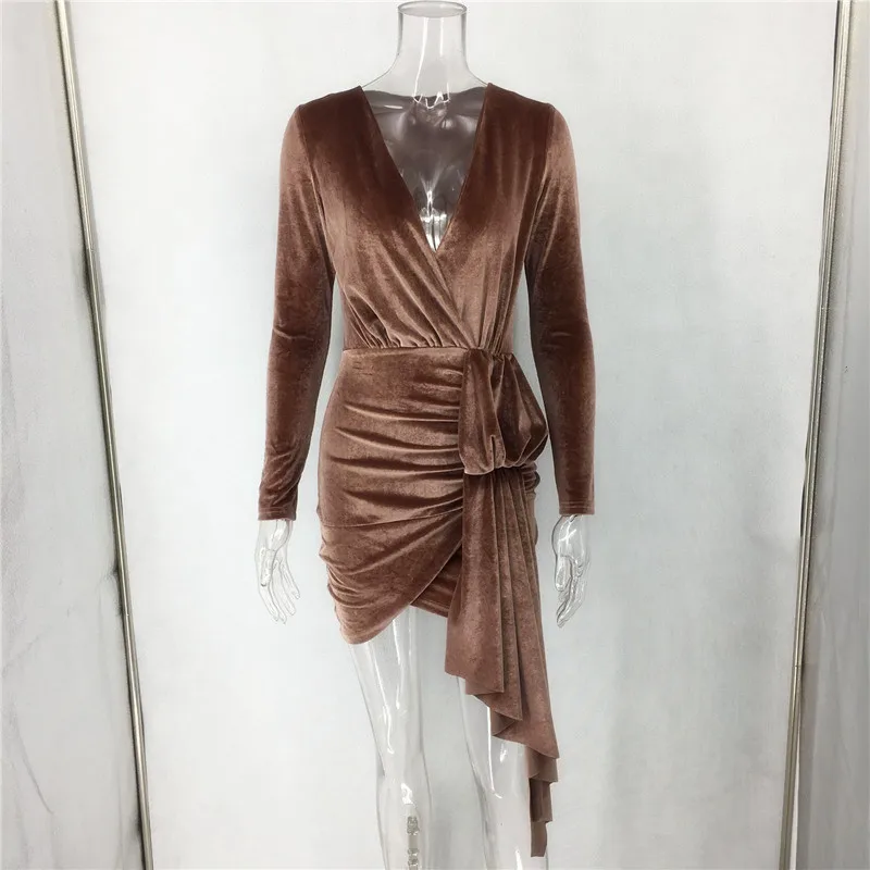 Бархатное сексуальное платье с глубоким v-образным вырезом женское облегающее