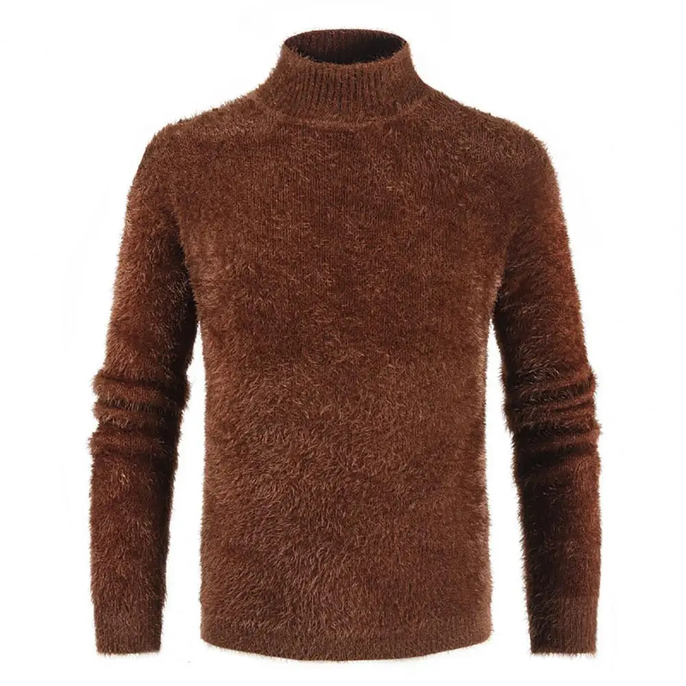 

Pullover Men Sweater Solid Color High Collar Clothing Male Jumper Slim All Match Fall Winter Sweater Oversize
