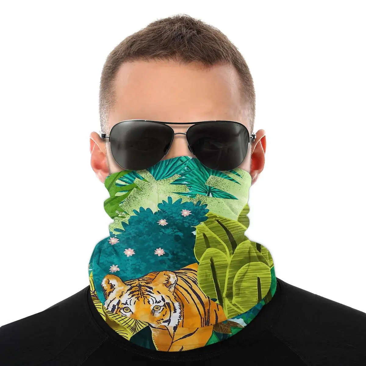 

Jungle Tiger Magic Scarf Half Face Mask Fashion Neck Gaiter forest cool Balaclava Bandanas Versatility Headband Cycling Hiking
