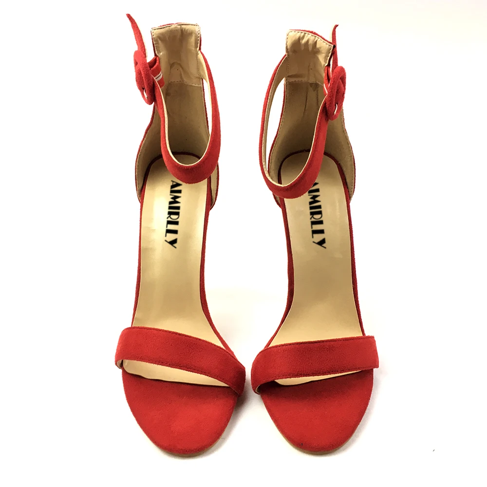 Женские босоножки из искусственной замши с открытым носком на высоком каблуке 12