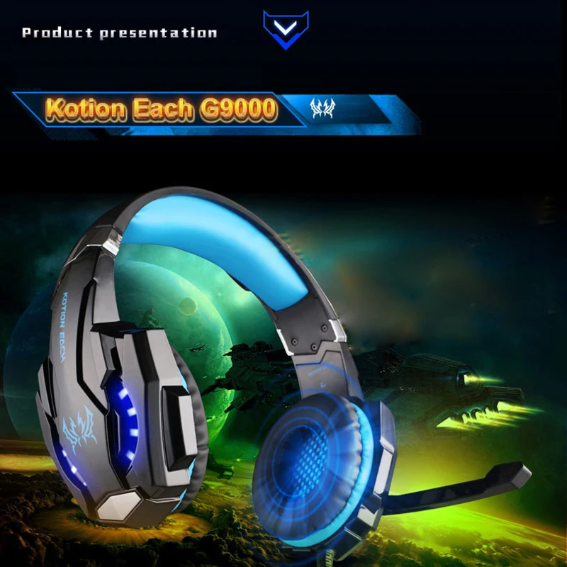 G9000 проводные наушники светодиодный светильник гарнитура игровые наушники для компьютера с микрофоном auriculares con кабель для PS4/Xbox One/PC