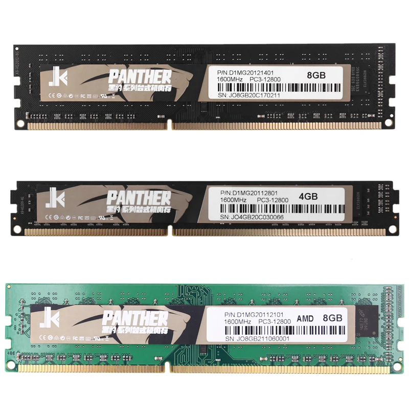 

JK Panther DDR3 1600Mhz Memory Module, Small and High-Performance Memory Module with Heat Dissipation Performance