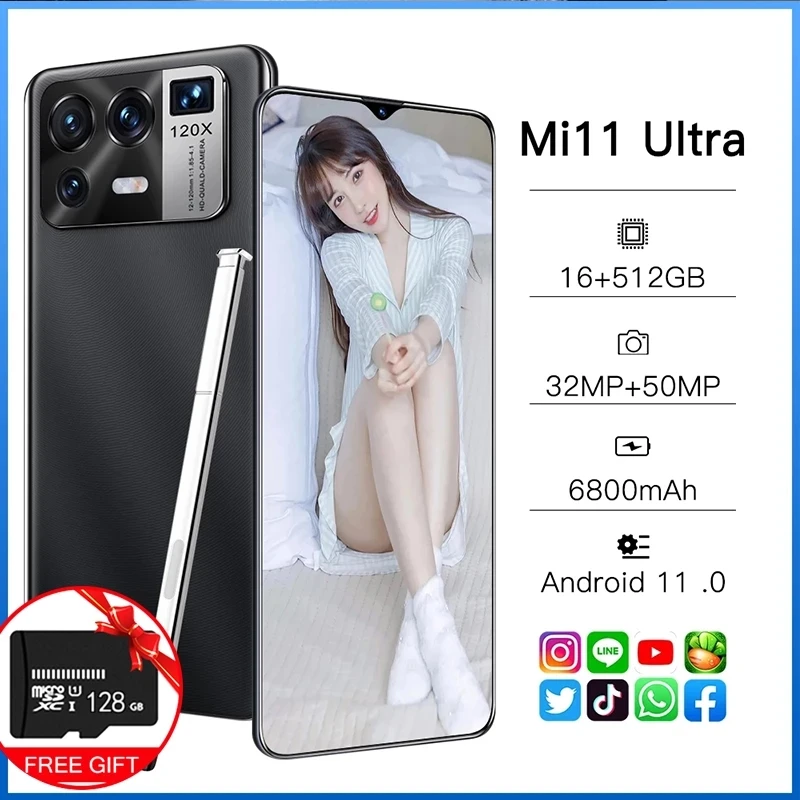 

Hot Sale 6.7-inch Mi 11 Ultra16+512GB Android11.0 Smartphone 5G 5000mAh with E-Pen Support Google GPS WiFi Mobilephone