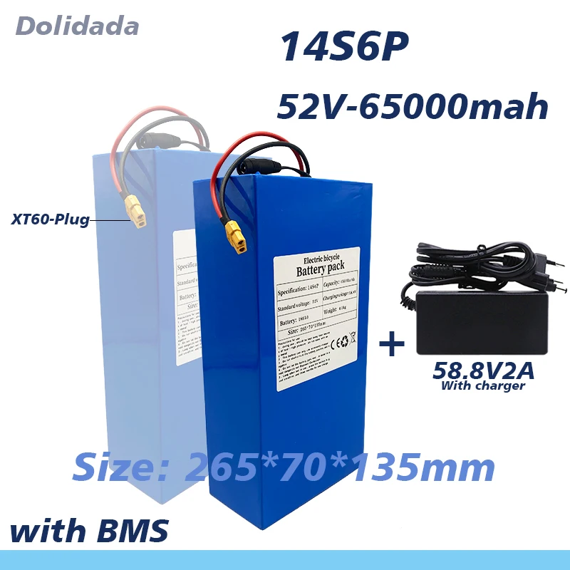 

Новинка 18650 г., литиевый аккумулятор 2000 В, мАч, 14s6p, аккумулятор для электрического велосипеда, Вт, фотоаккумулятор с BMS и зарядным устройством