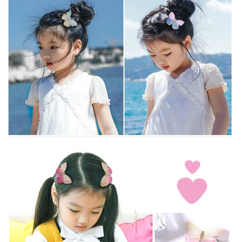 2 шт. упак. Новые разноцветные заколки для волос с бабочками набор головных уборов