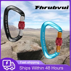 2 pcs of 25kn mountaineering cavern rock climbing carabiner d shaped safety universal main screw lock mountaineering equipment free global shipping