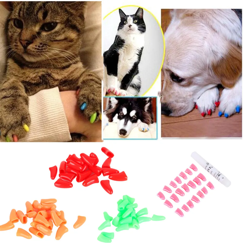 100 шт. кошки мягкие резиновые колпачки для ногтей s собак котенок лапы колпачок