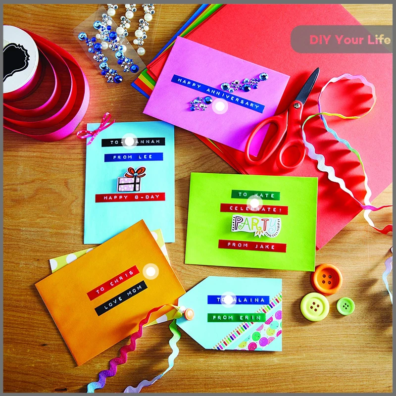 5 рулонов искусственных 3D пластиковых этикеток для тиснения разных цветов CIDY 9 мм