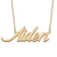 aiden name necklace for women stainless steel jewelry 18k gold plated alphabet nameplate pendant femme mother girlfriend gift