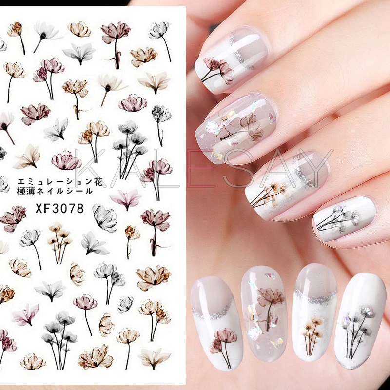 

3D Cute Chinese Rose Nail Art Sticker for Design Decoration Mum Nail Stickers Decal Back Glue Sticker on Nails Manicure Charm