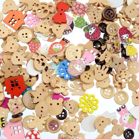 Деревянные пуговицы MIAOCHI для рукоделия 20/50/100 шт