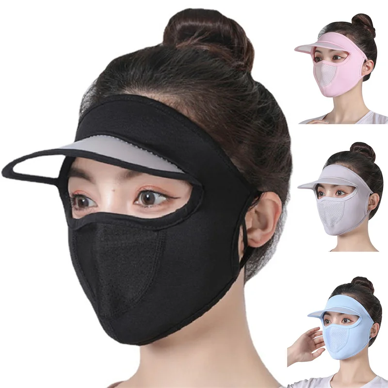 

Hat Brim Free Size Ice Silk Thin Section With Brim Sunshade Sunscreen Mask Breathable Washable Men And Women Sun Mask