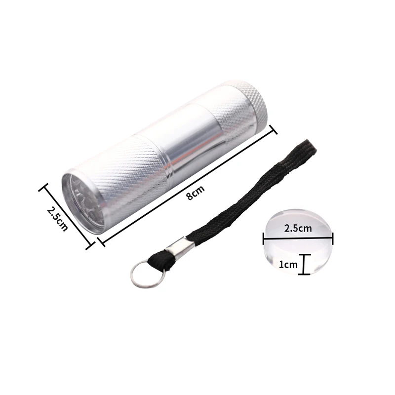 

1Set Nails Polish Dryer Quick Dry Manicure Lamp Nail Art UV Mini Flashlight With Stamper Portable Silicone Handheld LED Light