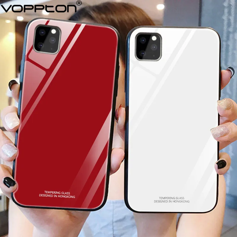 Чехол из закаленного стекла для iphone 11 pro Max чехол телефона мягкая рамка жесткая