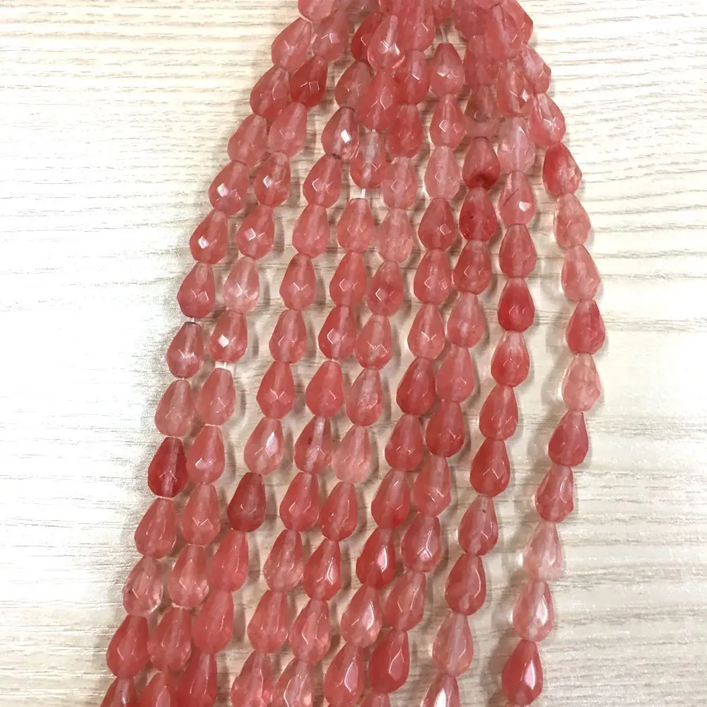 

1 Strand 16Pcs 8x12mm Red Cherry Quartz Facet Teardrop Loose Beads For DIY Jewelry Making Accessories Boutique Gift