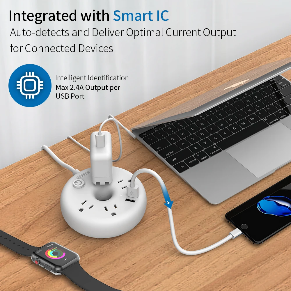 Удлинитель NTON POWER портативный 15 дюймов USB для путешествий круизных лайнеров